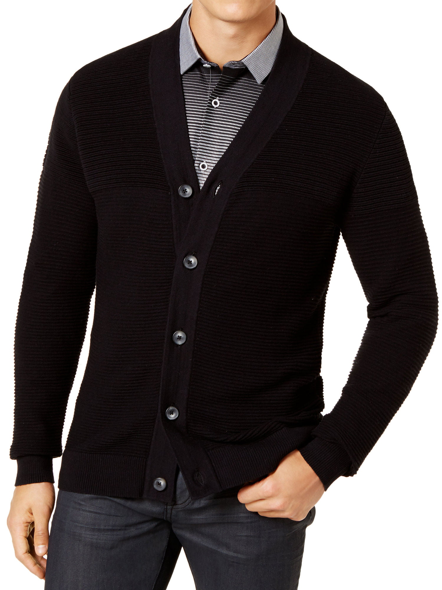 Alfani Mens Black Cardigan Sweater - Walmart.com