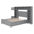 thumbnail image 2 of Bellemave Full Size Platform Bed Frame with Four Storage Drawers Underneath and Built-in Cabinet, Bookcase Headboard, Wood Cabinet Bed for Teens, Adults (Gray), 2 of 10