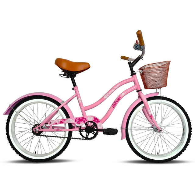 Bicicleta Black Panther Beach Cruiser R20 Con Canasta Rosa