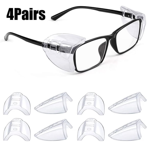 Safety Glasses Side Shields for Prescription Glasses, Slip on Clear Eye Glasses, Fits Small to Large Eyeglasses