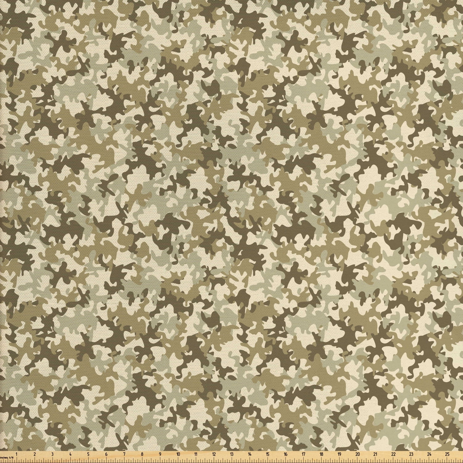 Camouflage Fabric by The Yard, Faded Color Uniform Pattern Classic