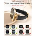 thumbnail image 3 of TOYOUTHS Leather Bands Compatible with Fitbit Versa 4/Versa 3/Fitbit Sense 2/Sense Band Women, Slim Thin Dressy Designer Premium Leather Strap with C-Shape Metal Buckle for Versa 3 4 Sense Smartwatch, 3 of 7