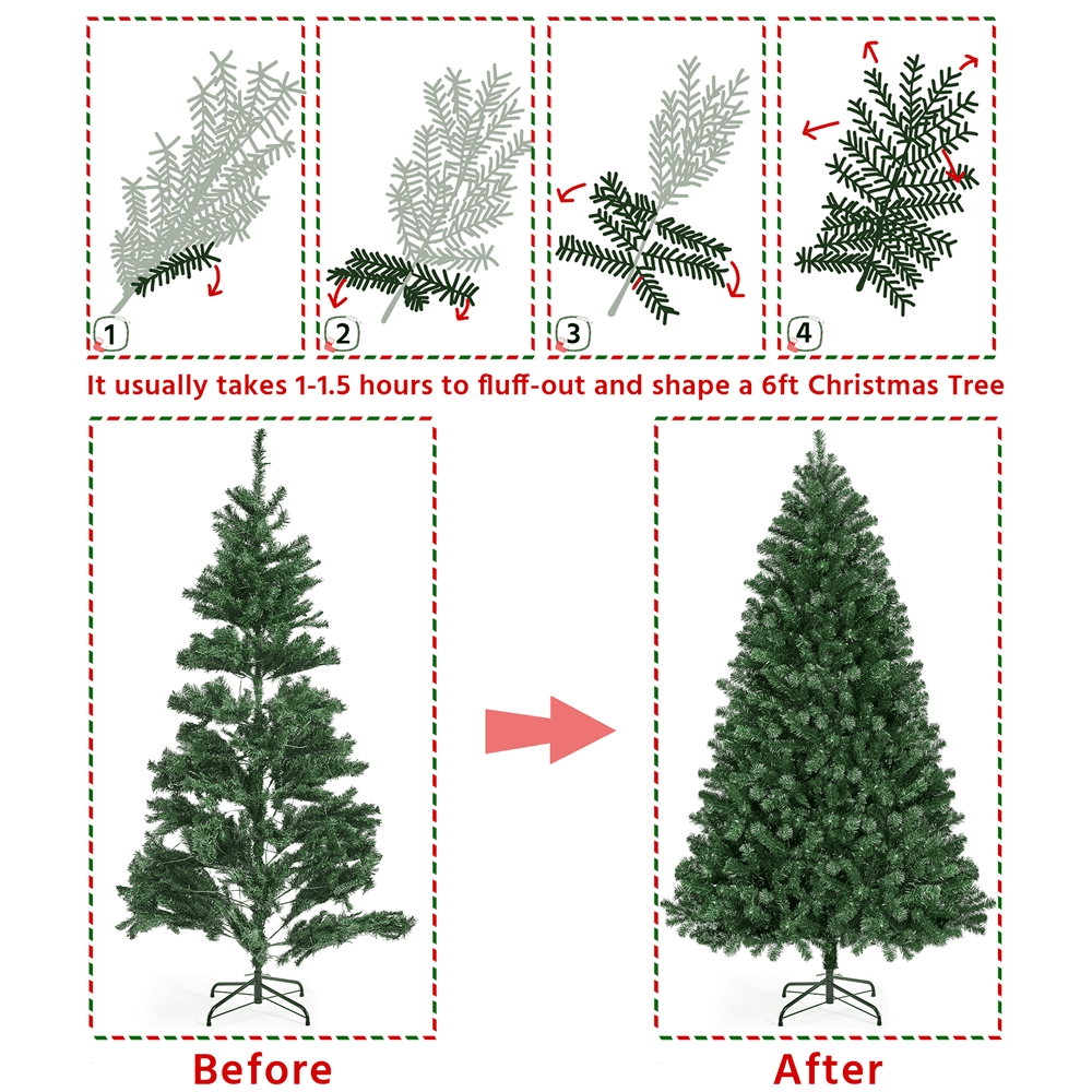 Alden Design 6ft Pre-lit Spruce Artificial Christmas Tree with 300 LED Lights, Green