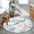 thumbnail image 5 of Ocean Sea Turtle Round Rug 3.3ft Washable Circle Entryway Rugs Non Slip Summer Coastal Beach Starfish Corals Area Rug Indoor Floor Carpet for Bedroom Kitchen Living Room Home Office Dining Room, 5 of 7