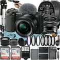 thumbnail image 1 of Sony Alpha ZV-E10 Mirrorless Vlog Camera With 16-50mm Lens + Two Pack 64GB Memory Card + Flash + Tripod + Backpack + A-Cell Mobility Accessory Bundle (Black), 1 of 1