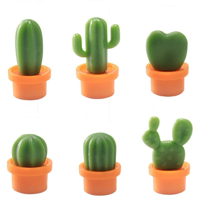 6 pegatinas para nevera, cactus, pegatinas para nevera, planta verde, hebilla magnética, pegatinas magnéticas, decoración del hogar WD.WDQZL Hogar