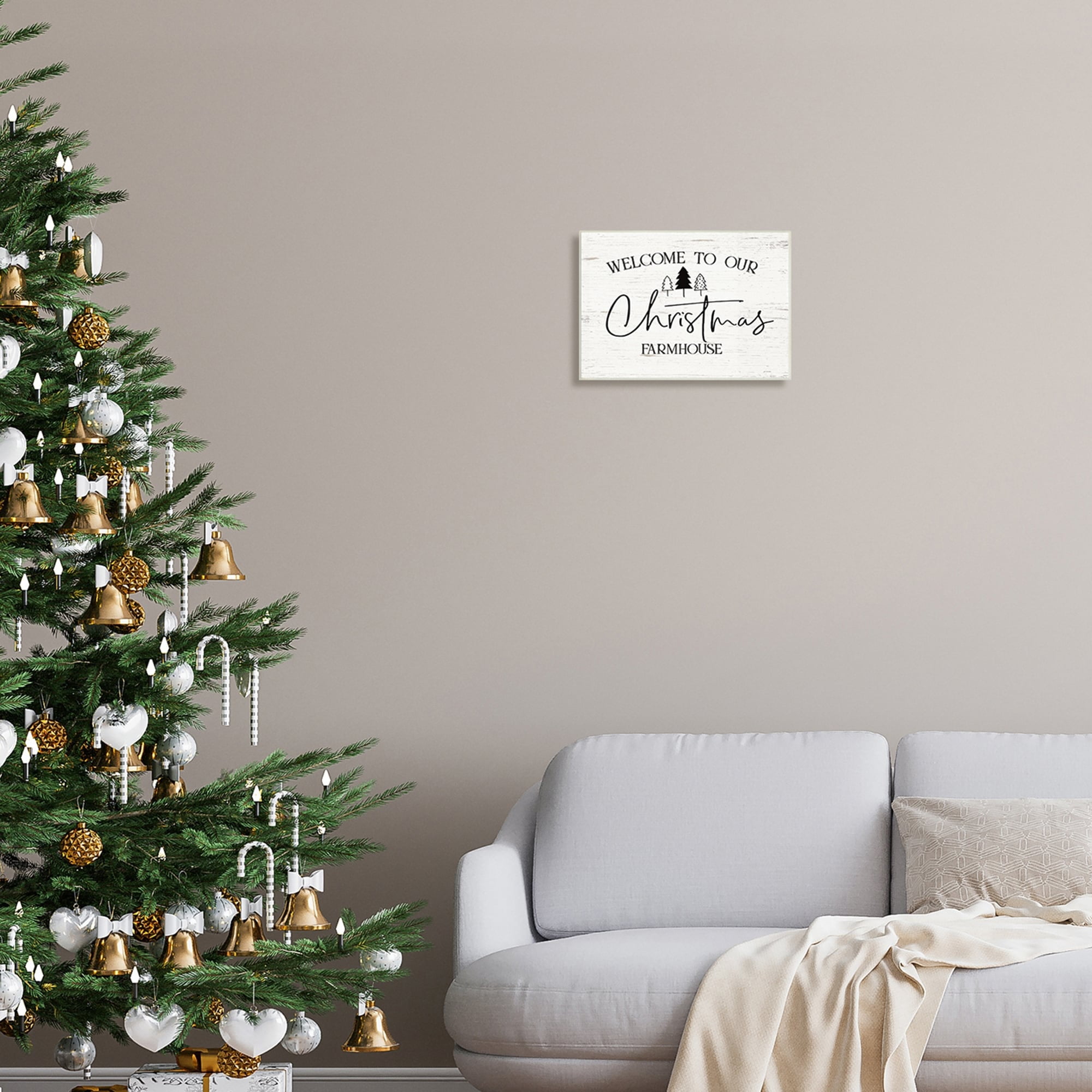 Welcome Christmas Farmhouse Text Rustic Countryside Design Holiday Graphic Art Unframed Art Print Wall Art