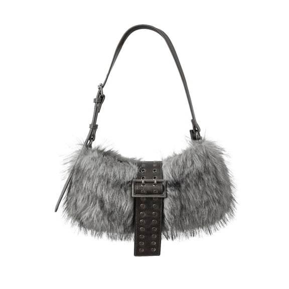 PRIYAL Tote Bag for Women Faux Fur Shoulder Bag Hobos Purse Large Satchel Handbag for Work Travel Shopping