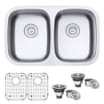 thumbnail image 2 of Ruvati RVM4301 29 in. Undermount 50 & 50 Double Bowl 16 Gauge Stainless Steel Kitchen Sink, 2 of 4