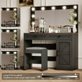 thumbnail image 5 of 43.4" Makeup Vanity Table, Vanity Desk with Storage Drawers & Cushioned Stool, Adjustable Brightness, Dressing Table for Women Girls Bedroom, Black, 5 of 7