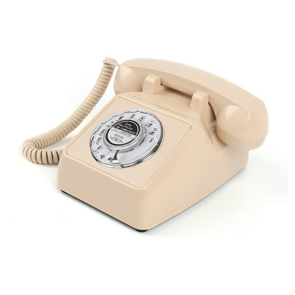 Retro Landline Phones Corded for Home, Ivory Vintage Rotary House Phone with Ringer & Volume Adjustable,Antique Desktop Analog Telephone Set Easy for Seniors/Eldly,Decorative Office/Hotel Telephones