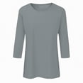 thumbnail image 3 of Paguaki Women 3/4 Sleeve Round Neck T-Shirt Soft Cotton Casual Solid Color Top Breathable Loungewear Stretchy Basic Tee for Home Yoga, 3 of 5