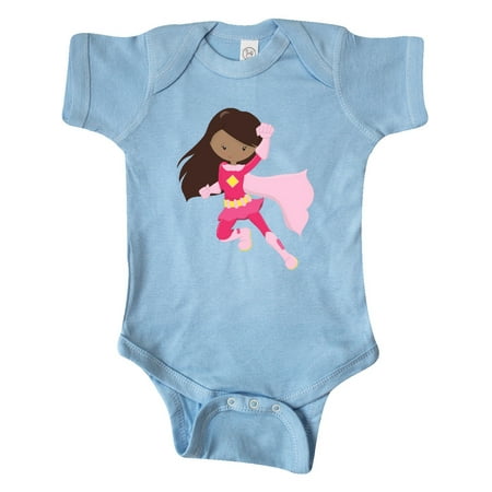

Inktastic African American Girl Superhero Girl Pink Cape Gift Baby Girl Bodysuit
