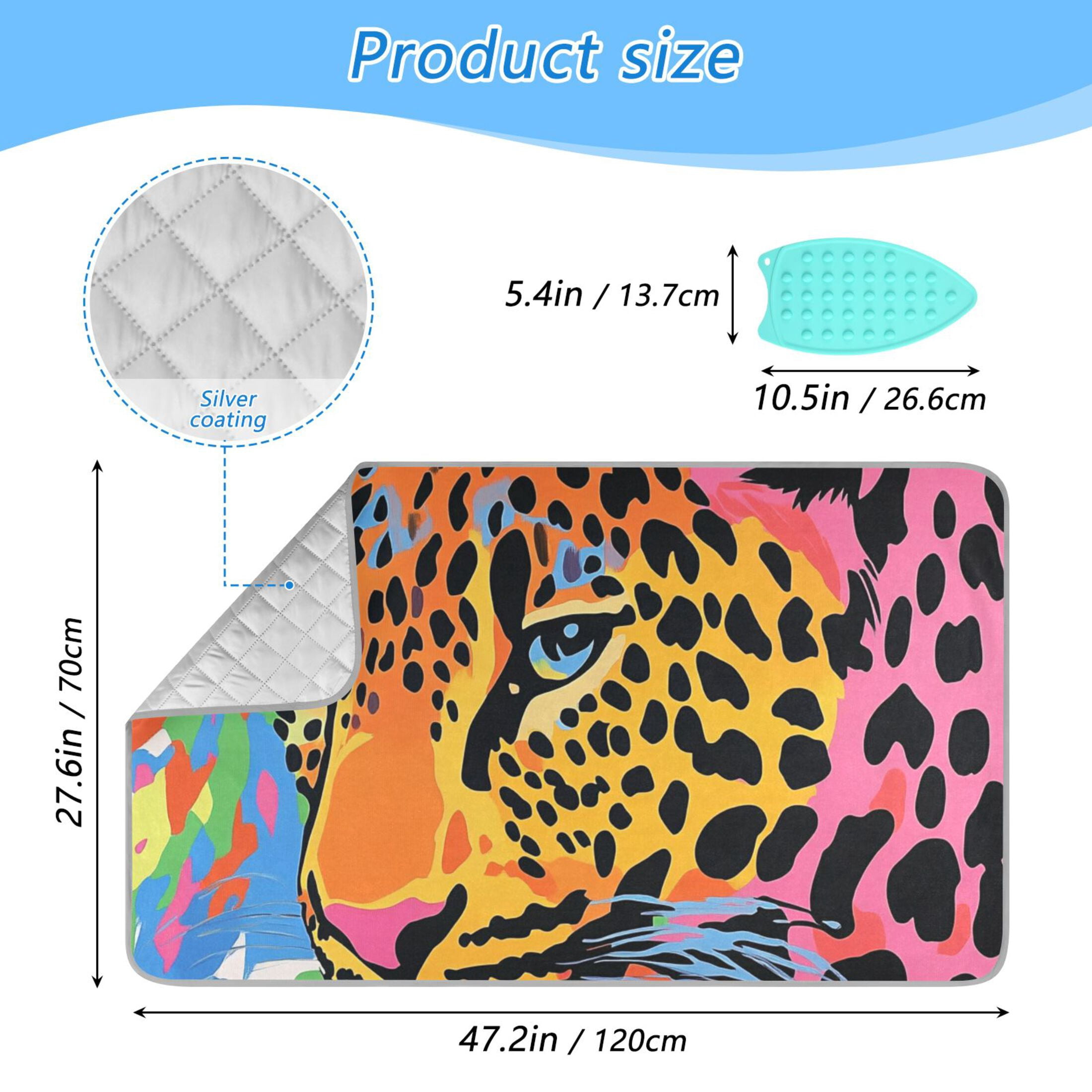 Colorful Leopard Painting Ironing Mat Blanket Portable Travel Ironing Pad Heat Resistant Pad 47.2" x 27.6”