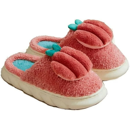 

PIKADINGNIS Women Soft Cozy Fluffy Fur House Shoes Trendy Cute Peach Slippers Men Indoor Shoes