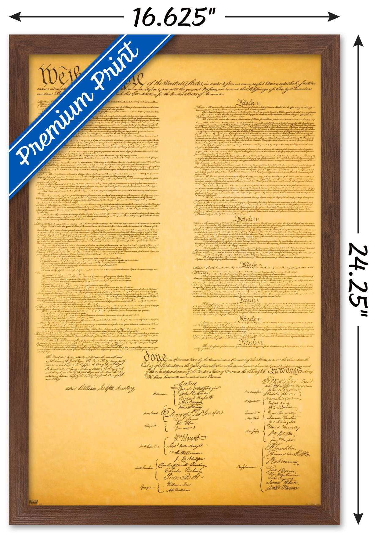 The Constitution Wall Poster, 14.725" x 22.375", Framed