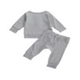 thumbnail image 3 of 2Pcs Toddler Outfits  Solid-Color Long-Sleeves Top + Elastic-Waist Pants MHXX, 3 of 6