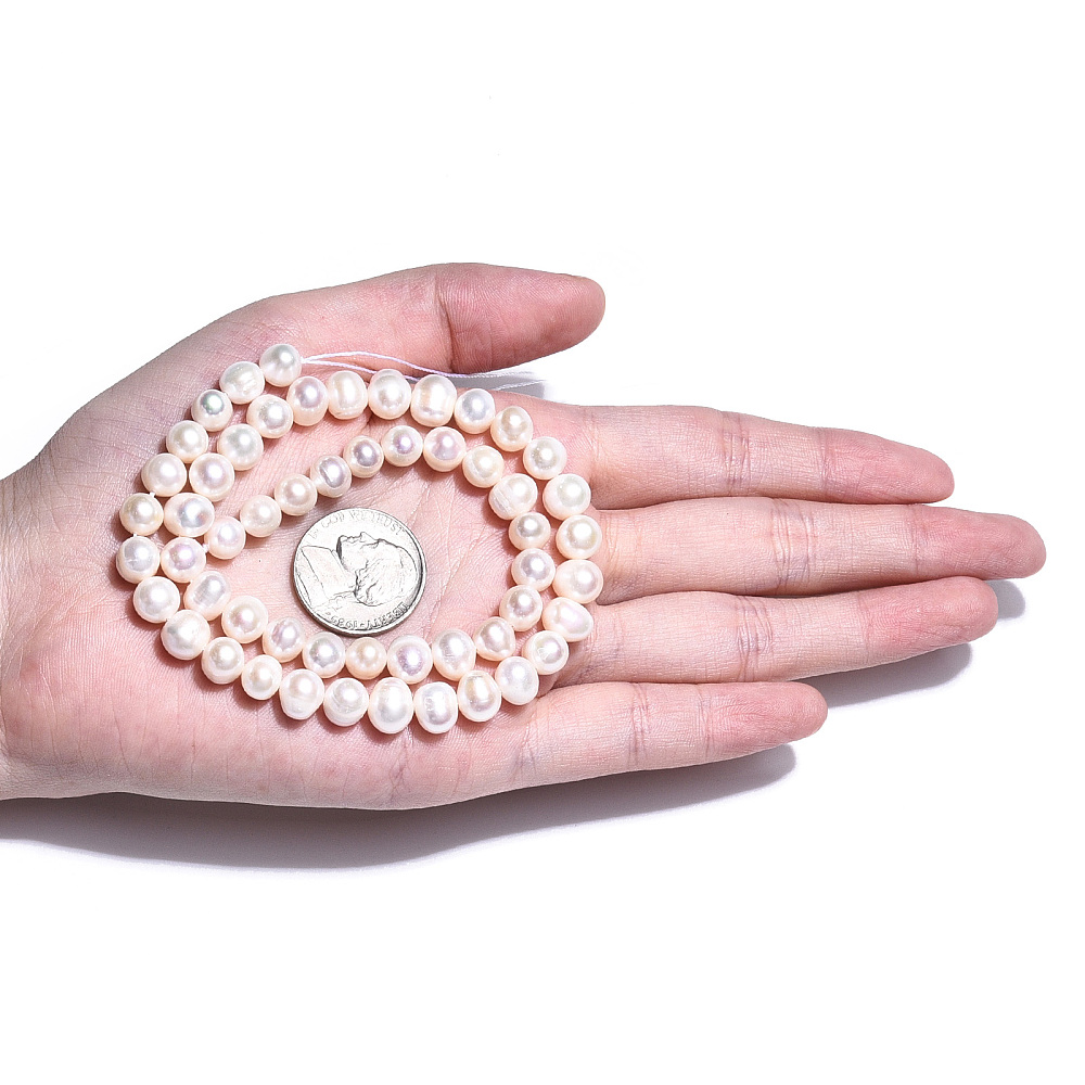 2 Strand Natural Cultured Freshwater Pearl Beads Strands Potato Creamy White 6.5~7mm Hole: 0.6mm about 52~54pcs/strand 13.39 inch(34cm)