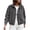 Gray, variant on Denim Bomber Jacket for Women Lightweight Collared Full Zip Long Sleeve Jean Coat Loose Casual Elastic Hem Solid Color Fall Outerwear with Pockets S