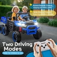 thumbnail image 4 of Arnahaishe 24V Two-seater Ride On Toys, 4WD 6X6 Electric Dump Truck with Remote Control, Music and Bluetooth for Kids 2-6, Blue, 4 of 10