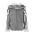 thumbnail image 5 of Hontri Men's Parkas, Men's Faux Leather Plush Integrated Large Collar Long Sleeved New Coat Grey 5Xl, 5 of 8