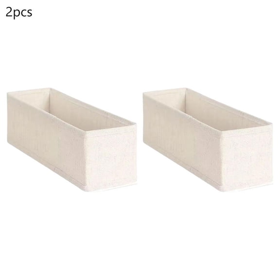 Cotton Linen Storage Bins, Stackable Drawer Organizer for Socks/Ties/Underwear, Sturdy Fabric Storage Box with Reinforced Inner Lining, Foldable Closet Shelving Cubbies for Narrow Spaces