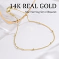 thumbnail image 5 of Turandoss S925 Sterling Silver Bracelet for Women Solid 14K Gold Plated Satellite Bead Chain Bracelets 6.5/7/7.5/8/8.5/9 inches Trendy Jewelry Valentine's Day Birthday Gifts for Women, 5 of 8