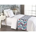 thumbnail image 2 of Feathers Bed Runner, Watercolor Modern Boho Motif with Splash of Colors Repeating Pattern, Decorative Accent Bedding Scarf for Hotels Homes & Guest Rooms, Twin, Seafoam Pale Purple Blue, by Ambesonne, 2 of 3