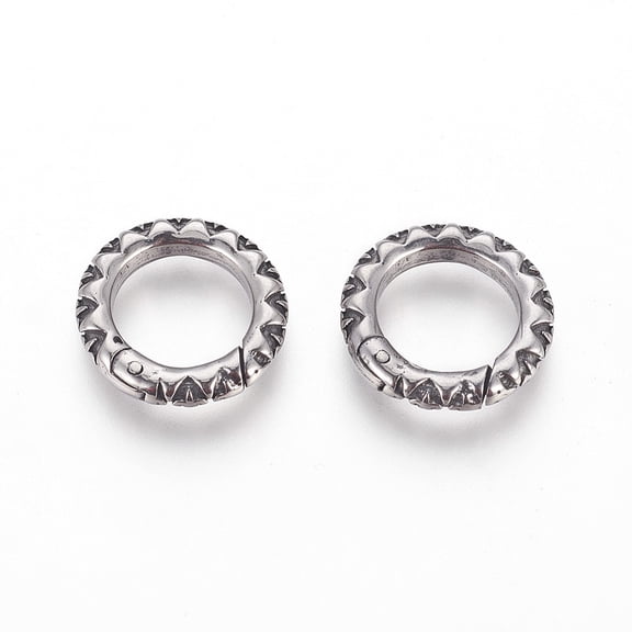 1pc 304 Stainless Steel Spring Gate Rings O Rings Antique Silver 18x3.5mm Inner Diameter: 12mm