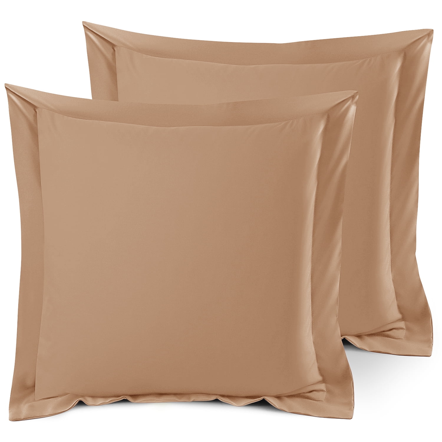 Set of 2 Euro 26"x26" Size Pillow Shams Mocha Brown, Hotel Luxury Soft