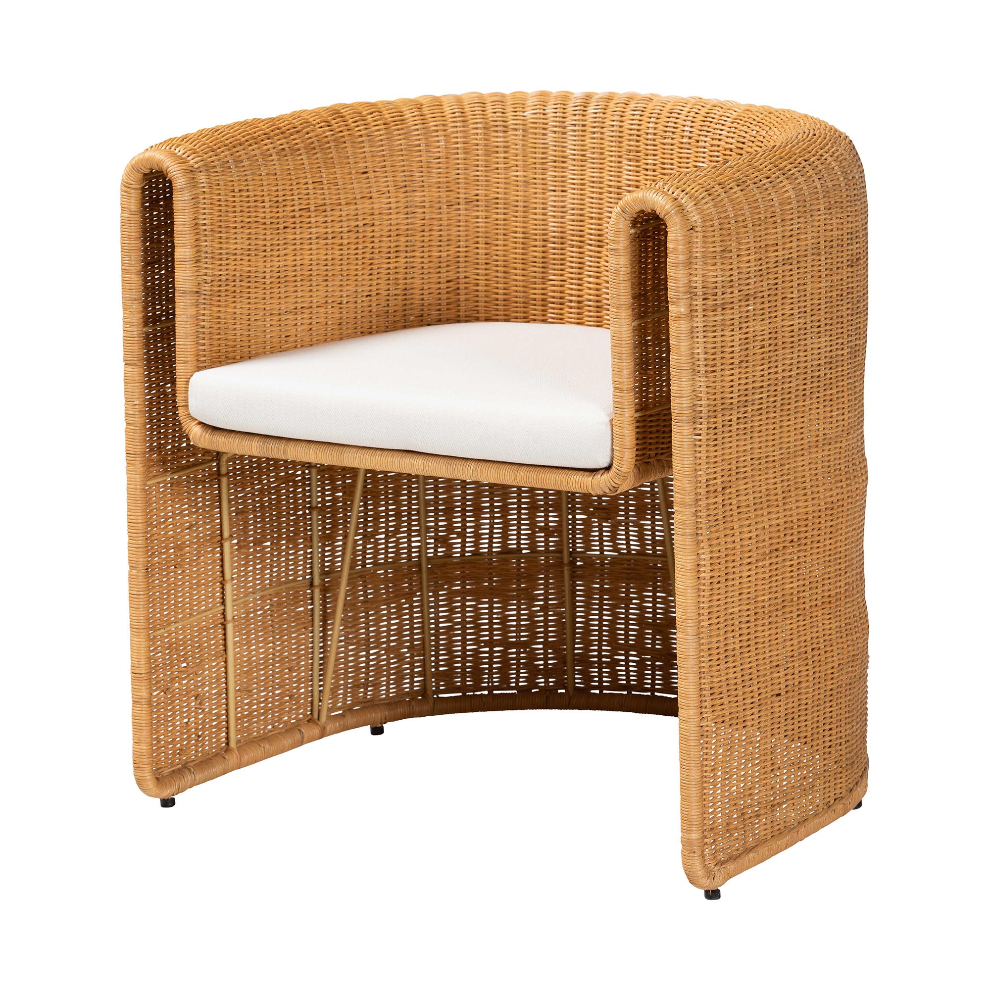 bali & pari Carina Boho Barrel Dining Chair, Light Honey