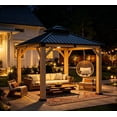thumbnail image 3 of Sunmthink 10'x10' Outdoor Hardtop Gazebo, Cedar Wood Pavilion with Galvanized Steel Double Roof, for Patio, Garden, Deck, 3 of 10