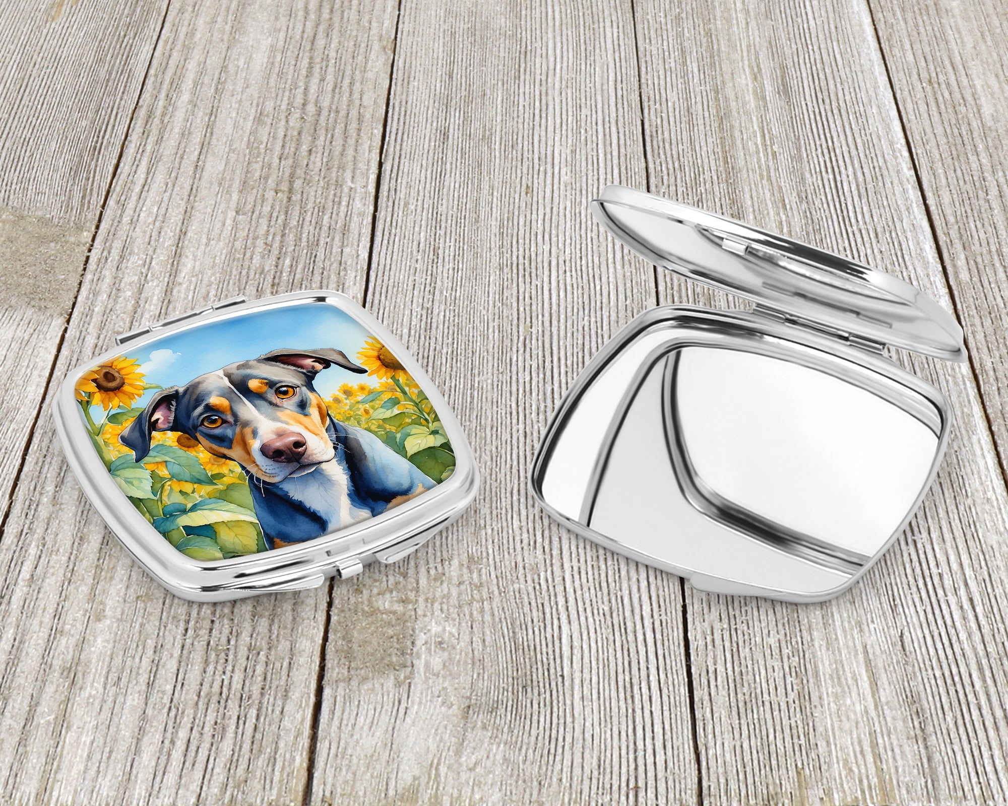 Catahoula in Sunflowers Compact Mirror 2.75 in x 3 in