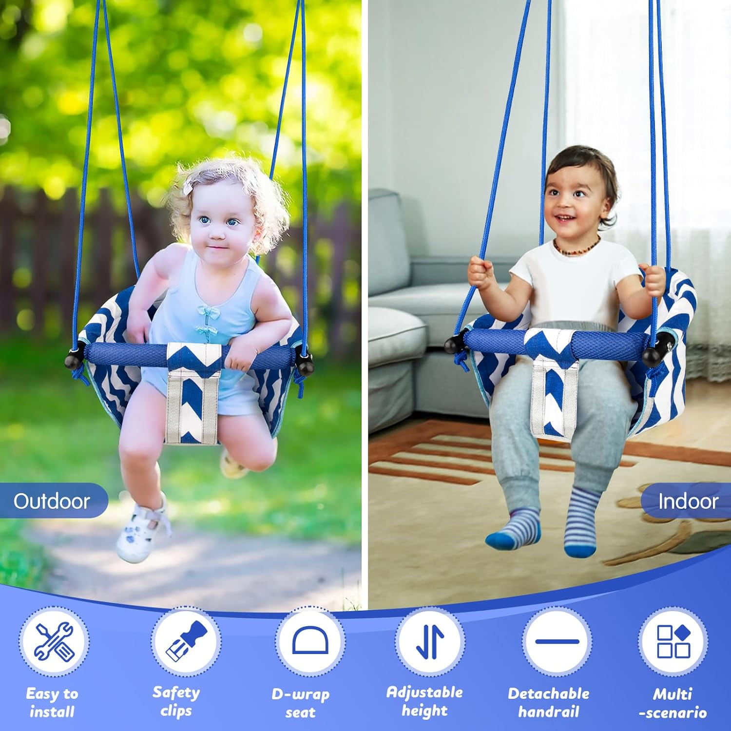 LINXUXIE  Toddler Swing for Kids, Anti-Slip Swing Seat for Indoor&Outdoor, Birthday Gifts for 1 2 3 4 5 6 7 8 Year Old