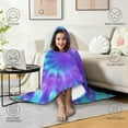thumbnail image 4 of Wearable Blanket,Purple Blue Tie Dye Pattern Hooded Wearable Flannel Blanket for Adults & Teens,Winter Poncho Shawl Wrap Cape Cozy Anti-Pill,60"x80", 4 of 5