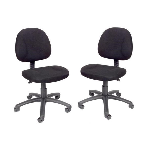 Home Square 2 Piece Adjustable DX Fabric Posture Office Chair Set in Black
