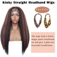 thumbnail image 2 of SEGO Headband Wig for Women 24 Inch Kinky Straight Black Mix Brown Wigs Headbands for Women Glueless None Lace Front Machine Made Wigs with Headband, 2 of 7