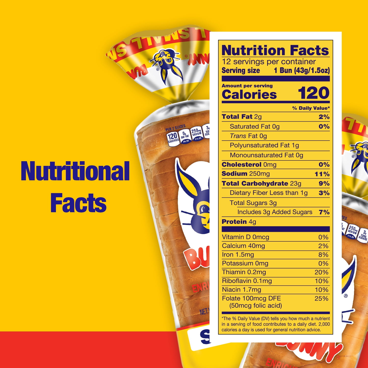 Bunny Bread Small, Enriched Soft Sliced White Bread, 18 oz, Shelf-Stable