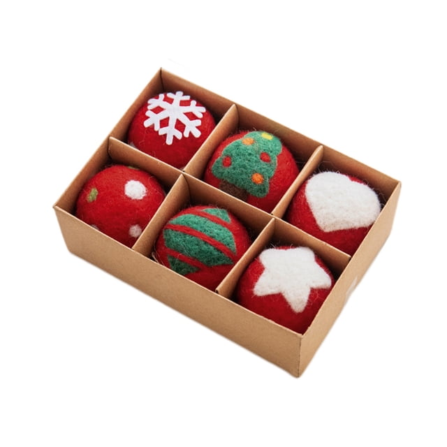 6PCS Christmas Ornaments DIY Kit 5CM Festive Tree Decorations With Snowflake And Holiday Patterns Handmade Xmas Crafts Balls Hanging Decor