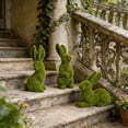 thumbnail image 5 of Beautynvta Easter Bunny Decor, 3 Pcs Green Flocking Bunny Figurines, Resin Moss Bunny Statue, Artificial Moss Rabbit Ornament for Indoor Table Home, Kitchen, Shelf Decorations, 5 of 6
