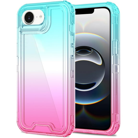 XPM for Apple iPhone 16e Phone Case, Hybrid 3-in-1 Clear Case - Two-Tone Transparent Shockproof TPU   Hard Protective Frame Cover for Apple iPhone 16 E (6.1") (Blue Teal   Pink)