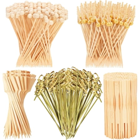 500PCS cocktail stick bamboo string appetizer, fancy toothpick appetizer, 4.7 "environmental protection natural bamboo cocktail stick, used for party beverage food, charter board accessories