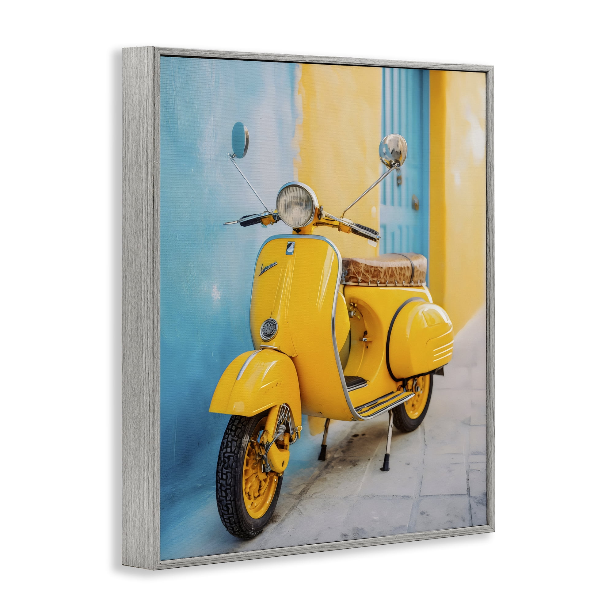 Stupell Industries Sunny Ride Vintage Moped Gray Framed Giclee Art, design by Franklyn Gregory