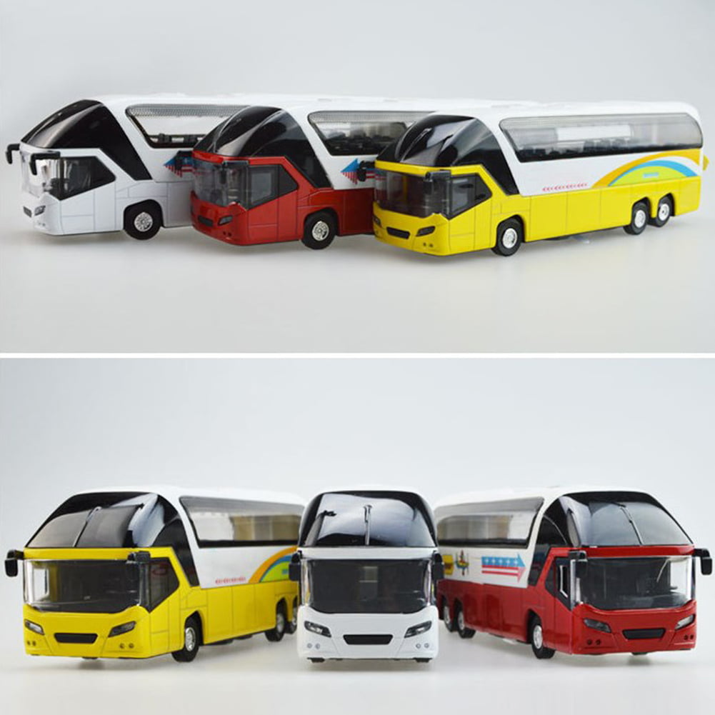 XMAS 1:32 Simulated Alloy Double Decker Bus Pull Back Model Toy w/Sound Light 