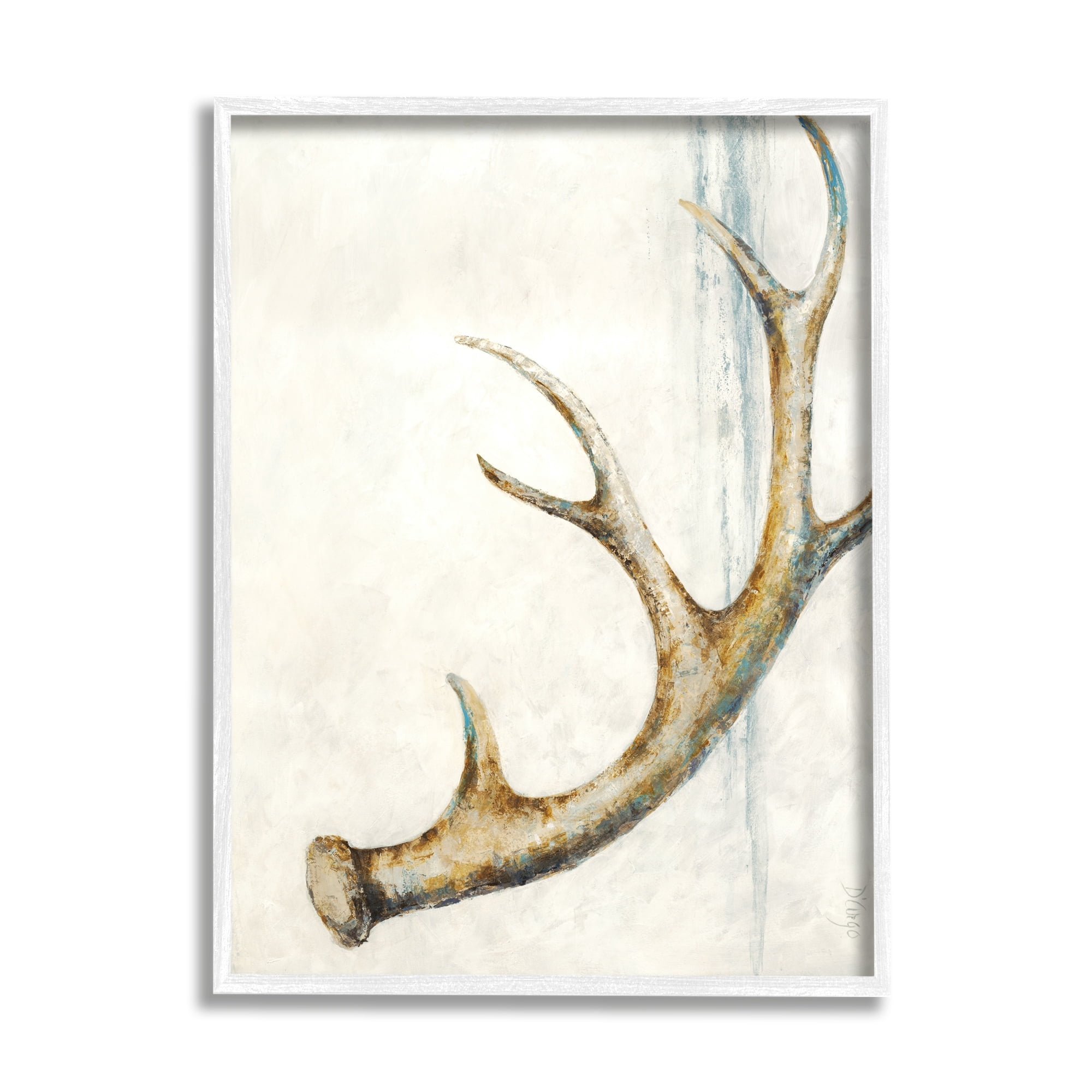 Stupell Industries Abstract Deer Antler Design Blue Accents Painting Framed Wall Art, 24 x 30, Design by Dina D'Argo