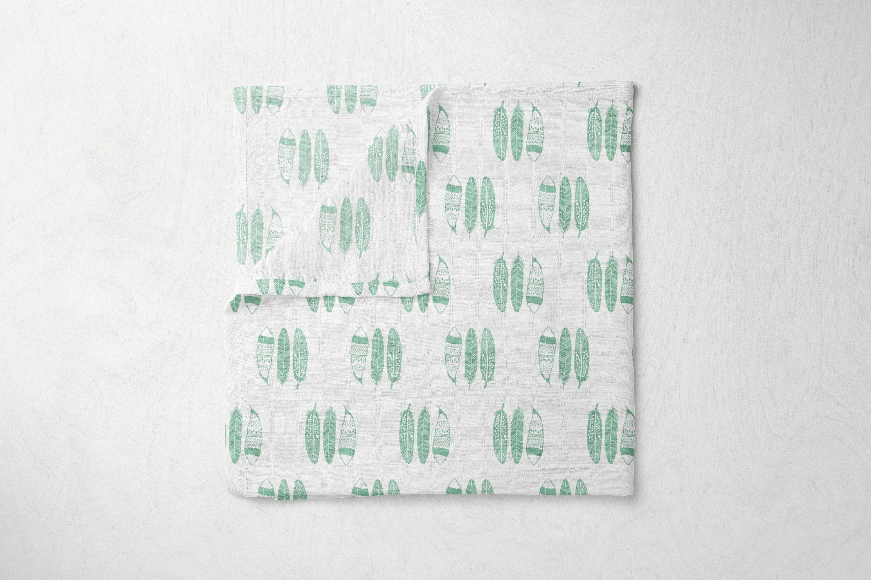 Bacati - Tribal Mint/Navy Feathers Buck Triangles Muslin Boys Crib Bedding Set