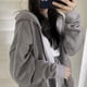 thumbnail image 2 of Sudaderas con capucha de manga larga para mujer, de Color sólido chaquetas con capucha, sudaderas de gran tamaño con cremallera informal, versión coreana Harajuku kawaii, otoño, 2 of 3