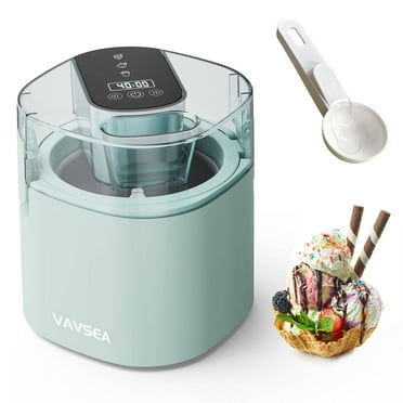 VAVSEA 1.6 Qt Ice Cream Maker with Scoop, 2-in-1 Electric Ice Cream Machine with LED Screen & Timer, Double-Insulated Freezer Bowl for Gelato, Frozen Yogurt, Sorbet, Mint Green