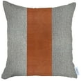 thumbnail image 2 of White and Brown Strap Faux Leather Throw Pillow, 2 of 5