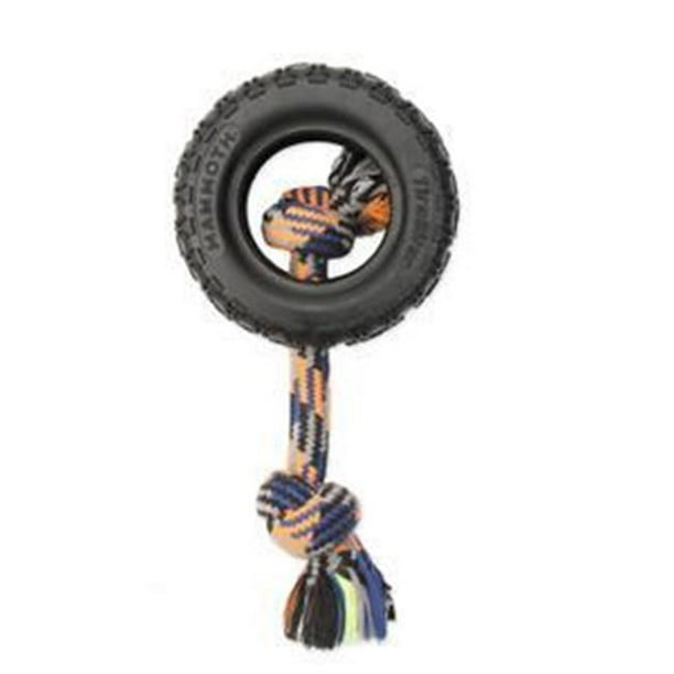 Mammoth TireBiter II Rubber Tire Dog Toy with Rope, Large, 6